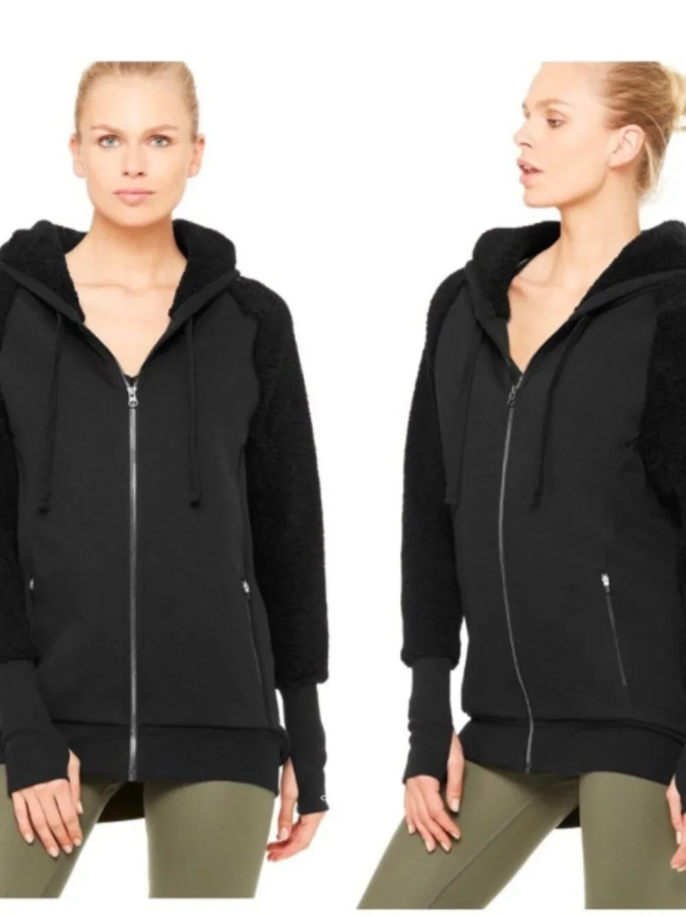 Alo Yoga Enhance Sherpa Lined Hooded Jacket Black S